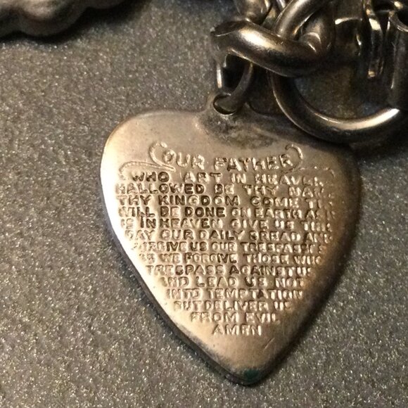 Ten Commandments & Lords Prayer Bracelet 6.5" Silver-tone Metal 2.5 oz Vintage - Picture 5 of 11